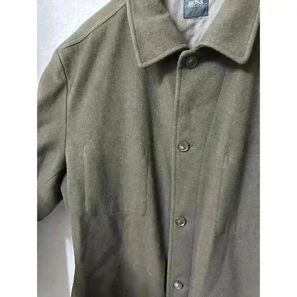 Vintage Hugo Boss Brown Wool Cashmere Buttons Jacket Coat 46R - Picture 3 of 7
